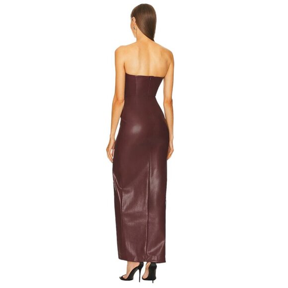 Michael Costello x REVOLVE Jake Gown in Plum Small New Womens Vegan Faux Leather - Picture 10 of 11